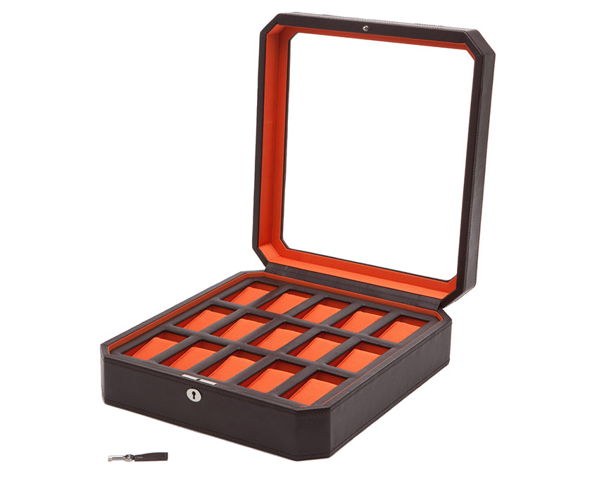 WOLF 1834 - Windsor 15 Piece Watch Box - Brown/Orange