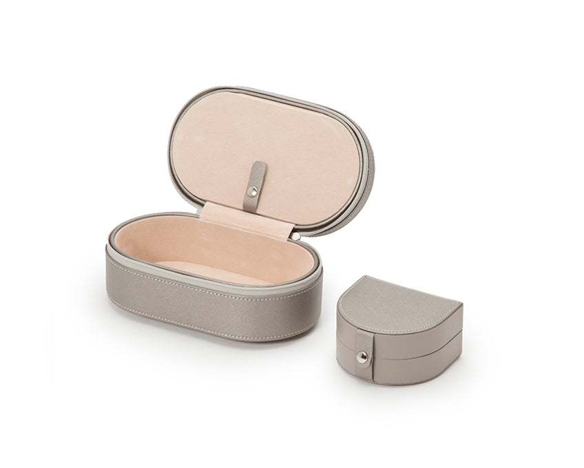 WOLF 1834 - Heritage Oval Zip Case - Pewter Saffiano
