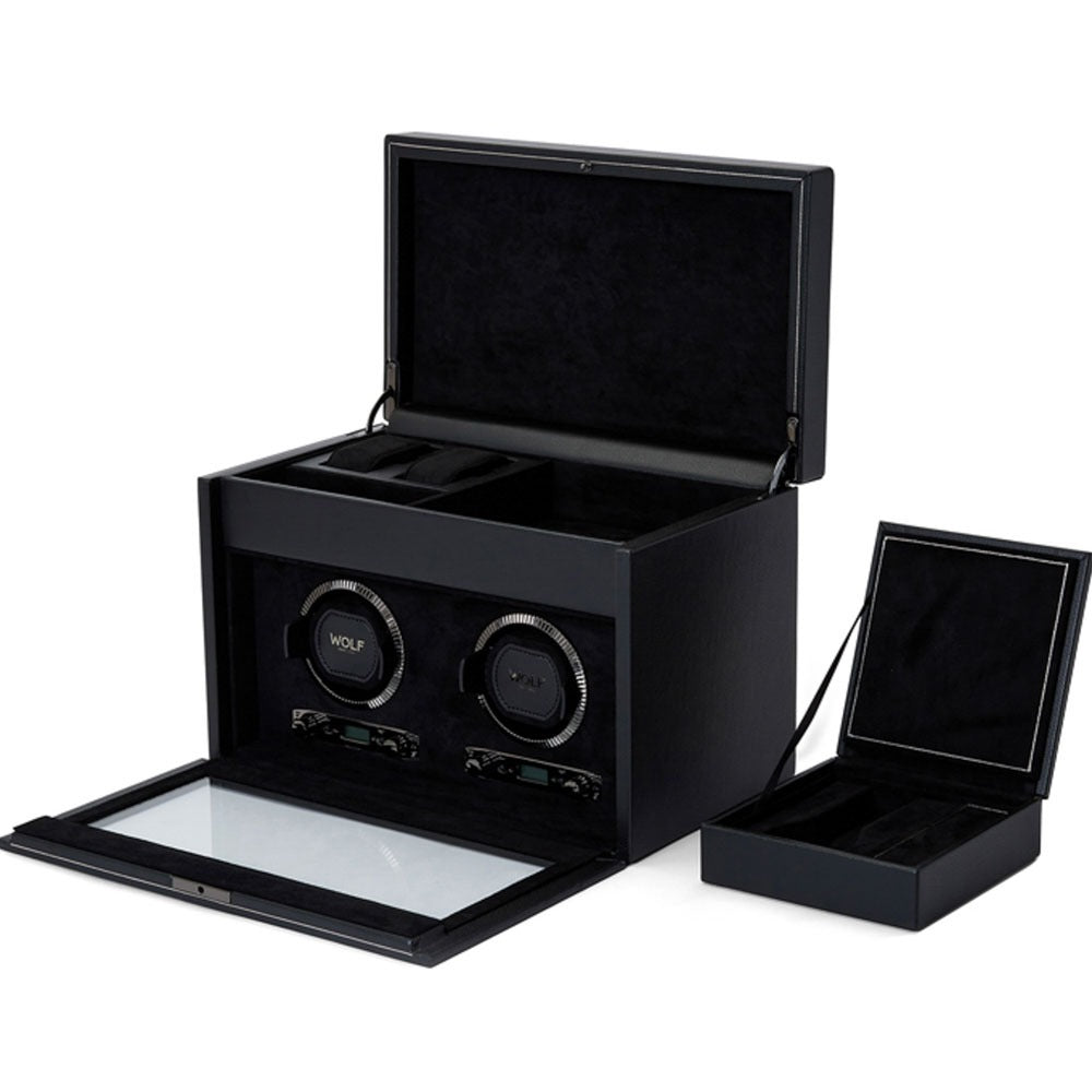 WOLF 1834 - British Racing Double Watch Winder with Storage - Black