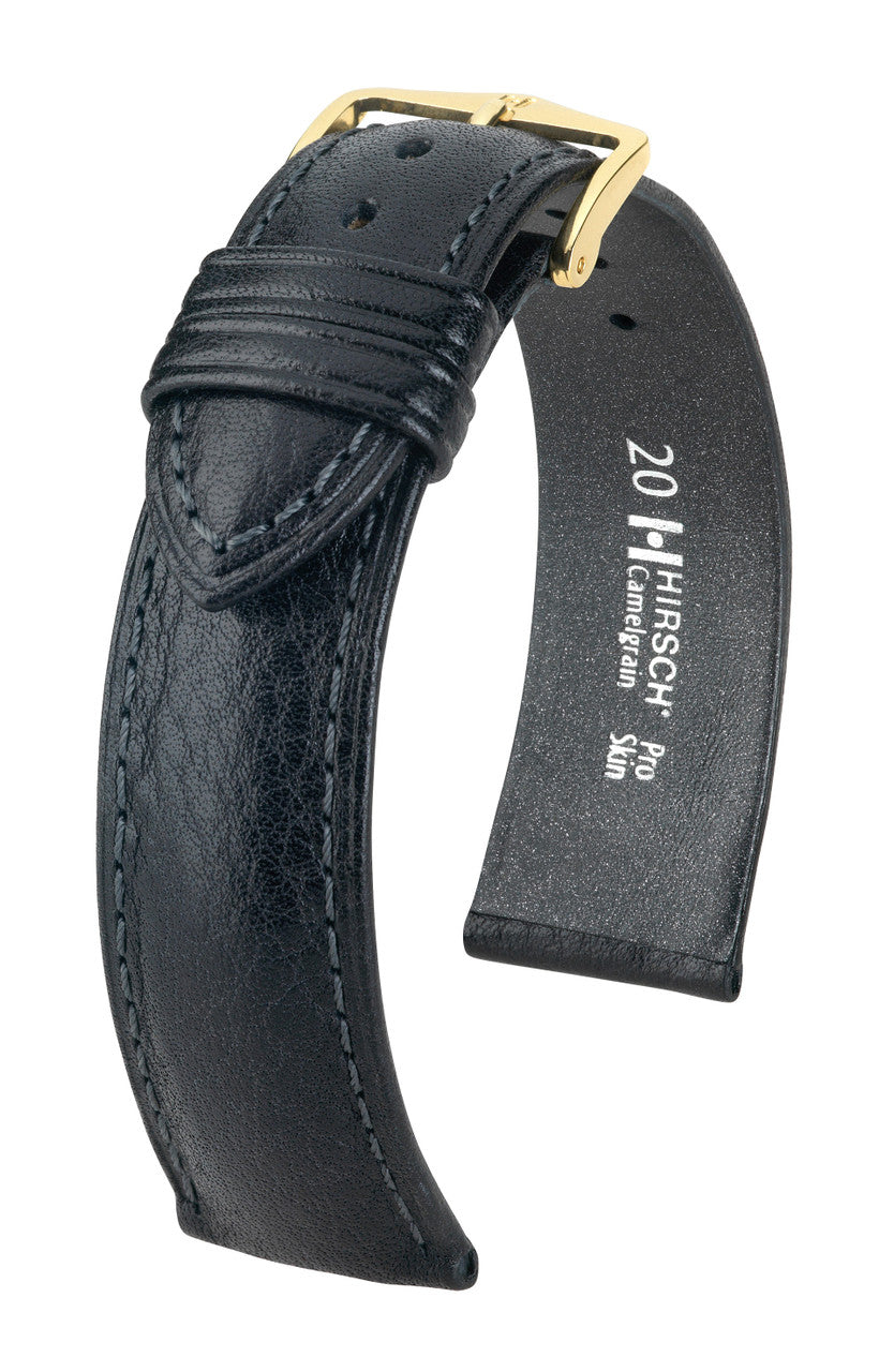 Hirsch CAMELGRAIN Open End Pro Skin Watch Strap - Black