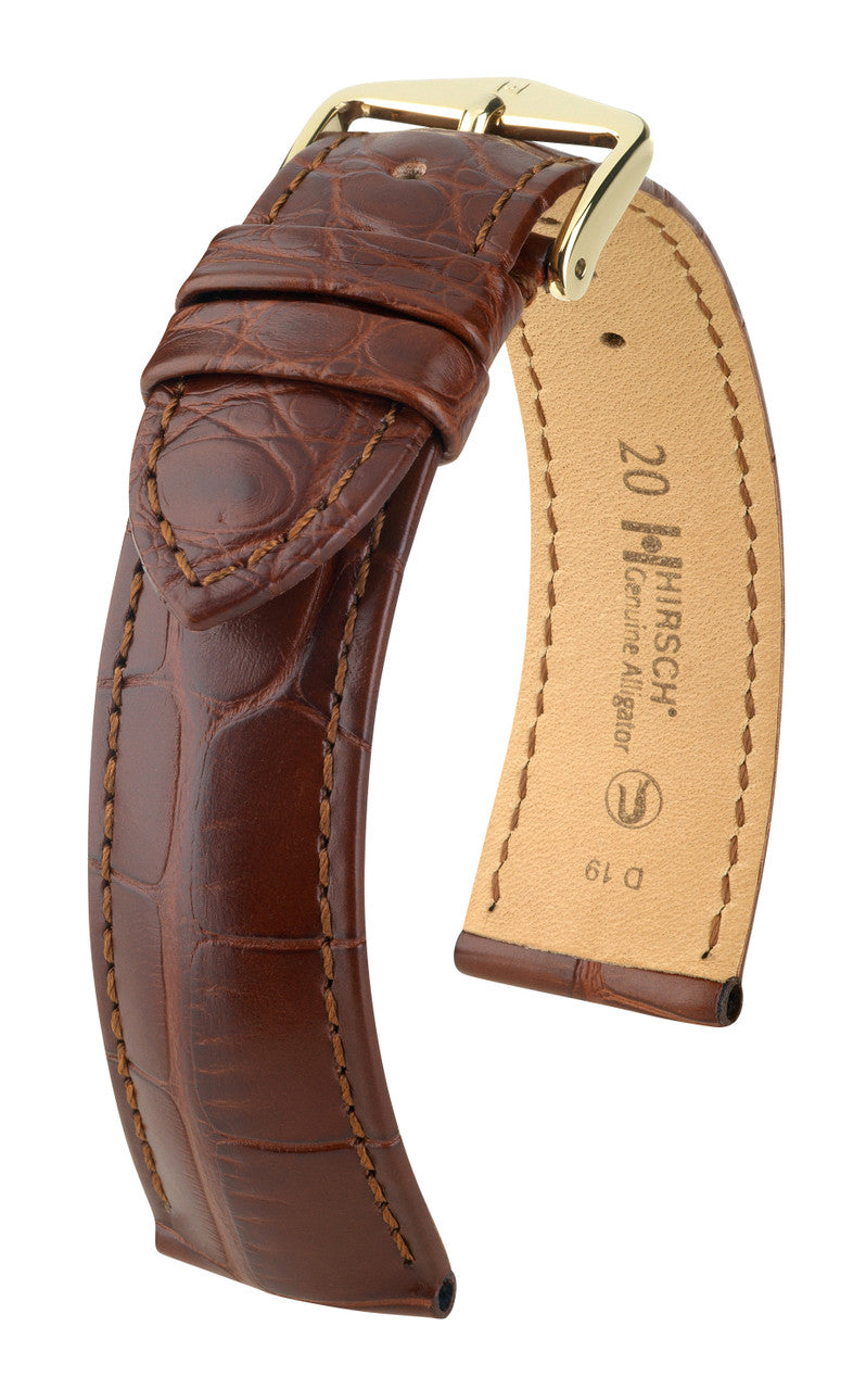 Hirsch GENUINE ALLIGATOR Matte Watch Strap - Brown