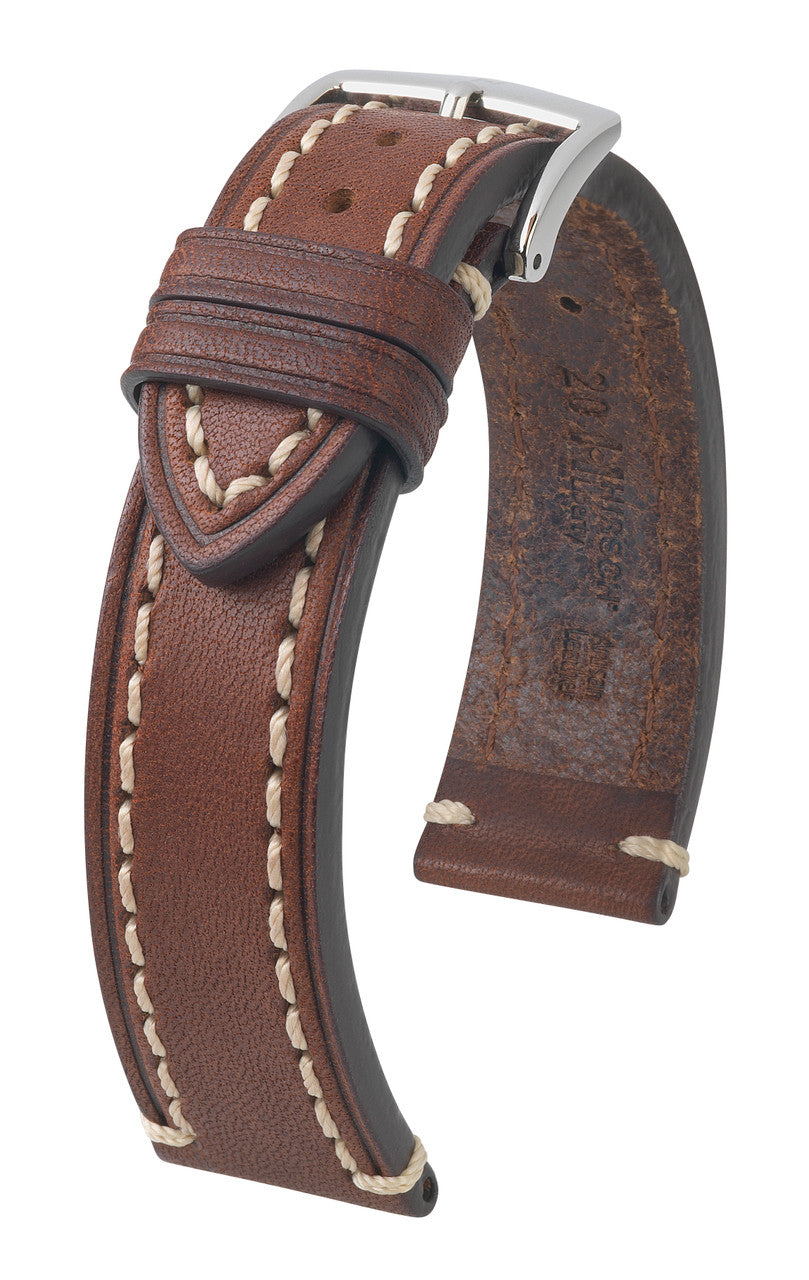 Hirsch LIBERTY Long Saddle Leather Watch Band - Brown