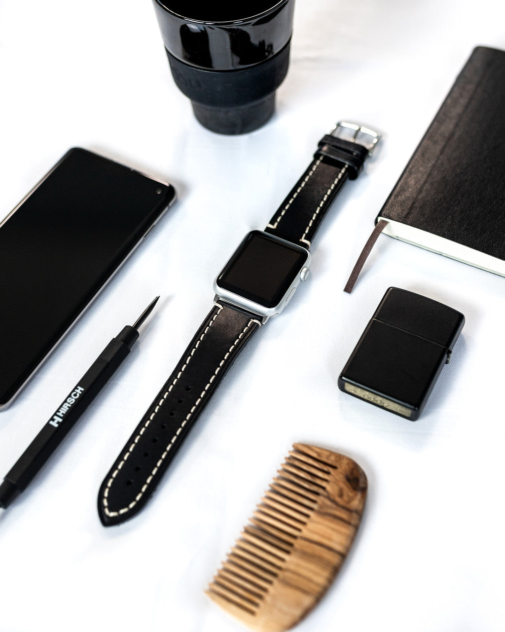 Hirsch - LIBERTY Long Saddle Leather Watch Band 1092 02 - Black