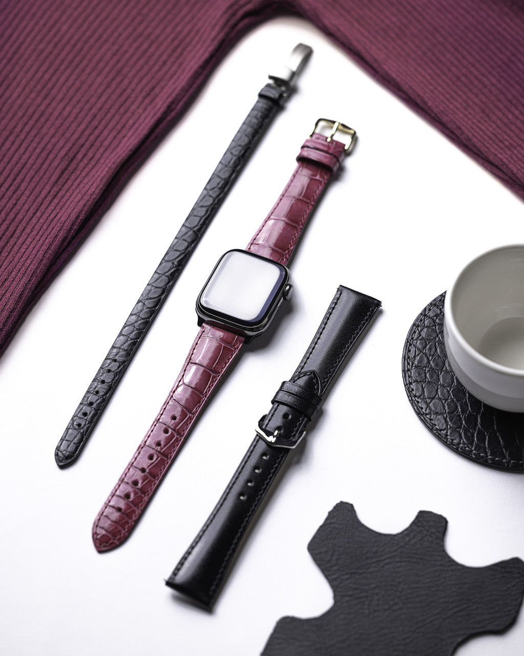 HIRSCH LONDON Genuine Louisiana Matte Alligator Watch Bracelet 042 07 - Black