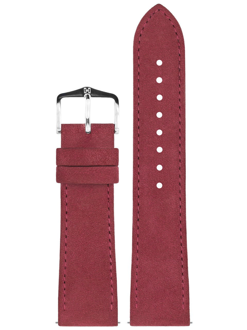 Hirsch - OSIRIS Calfskin Watch Bracelet with Nubuck Texture 034 33 - Burgundy