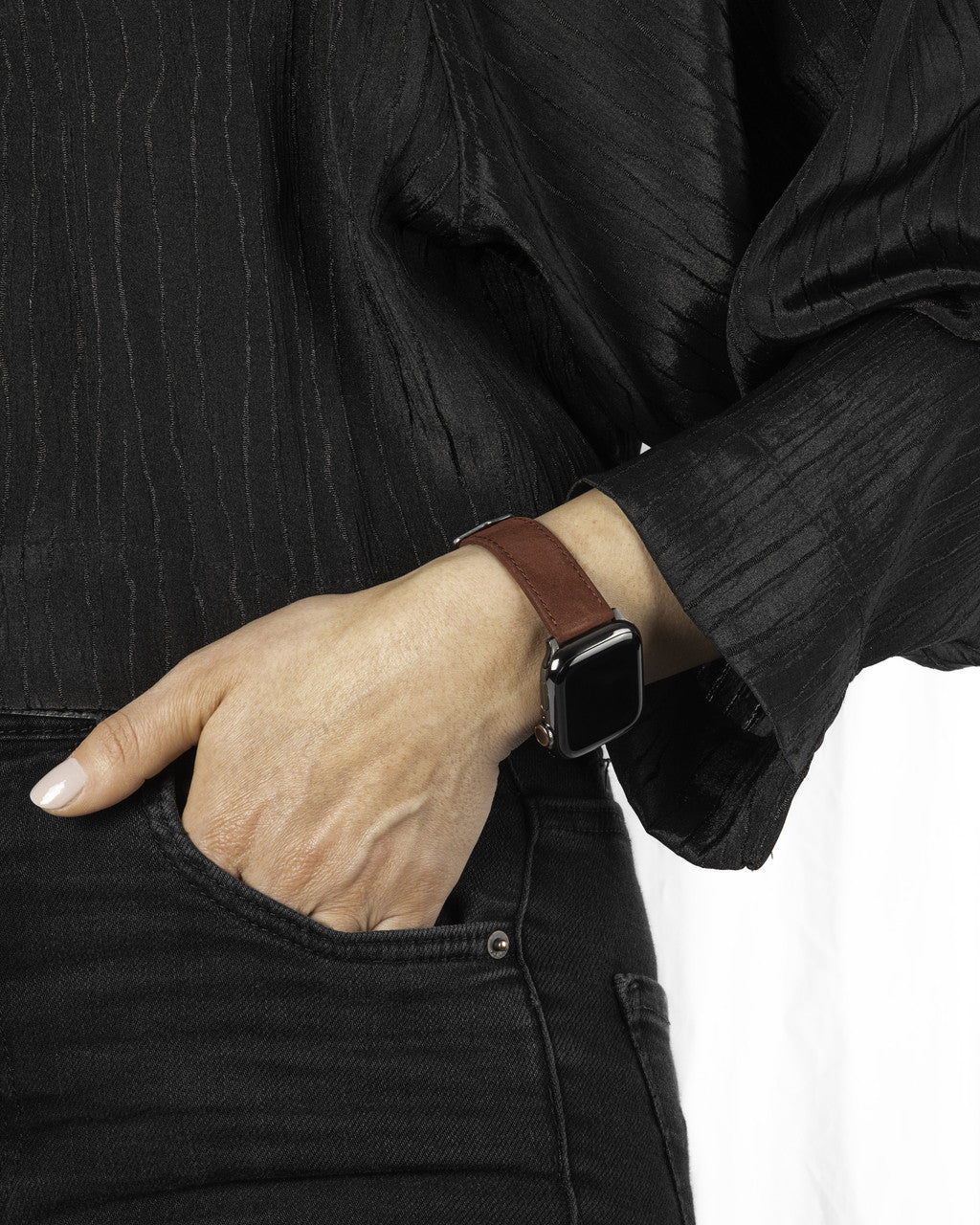 Hirsch - OSIRIS Calfskin Watch Bracelet with Nubuck Texture 034 33 - Burgundy