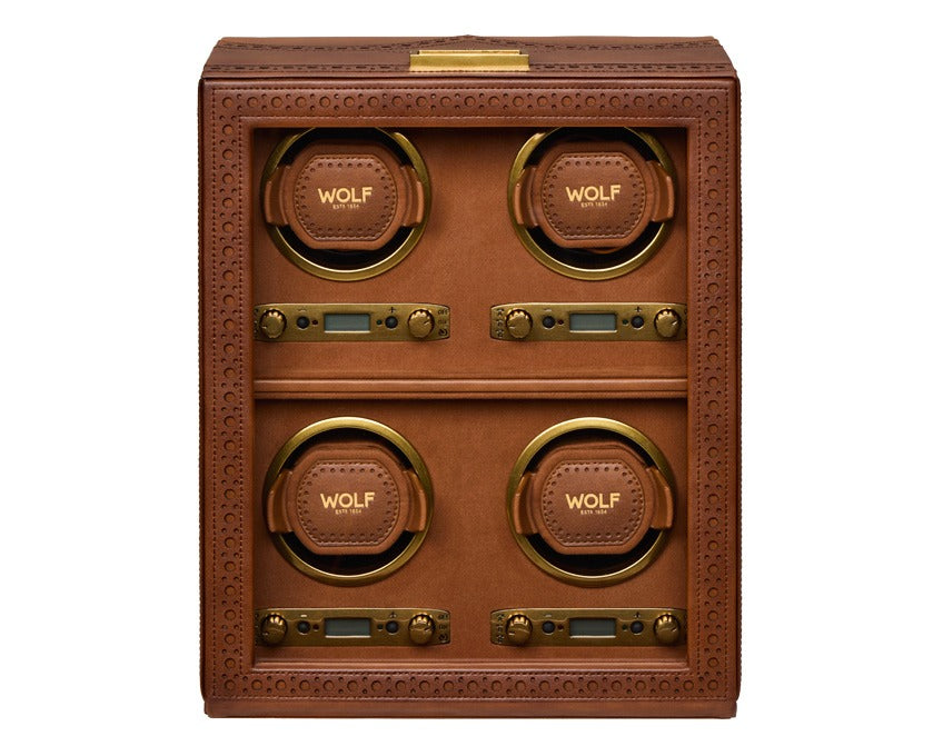 WOLF 1834 Brogue 4 Piece Watch Winder - Burnished Brown - view 5