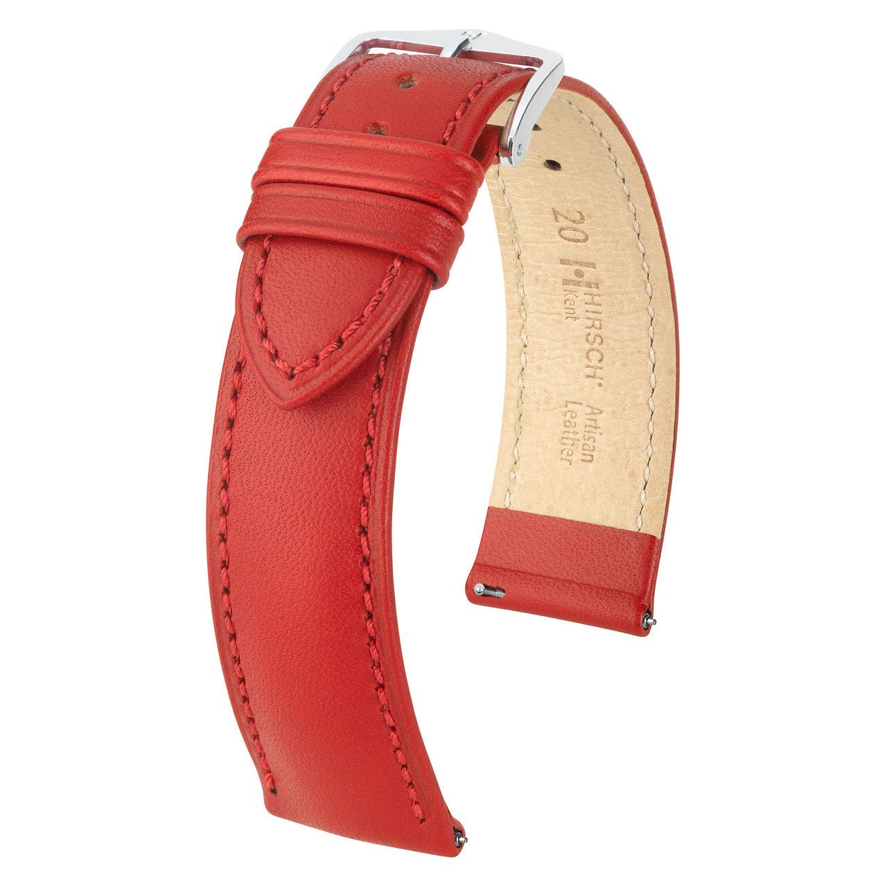 Red HIRSCH KENT Artisan Leather Watch Strap 010 02