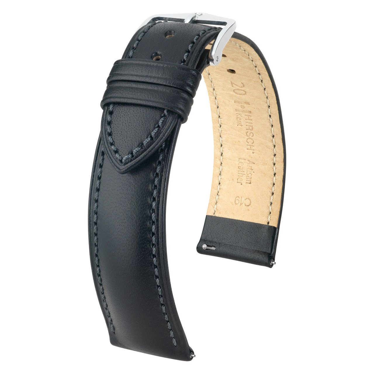 Black HIRSCH KENT Artisan Leather Watch Strap 010 02