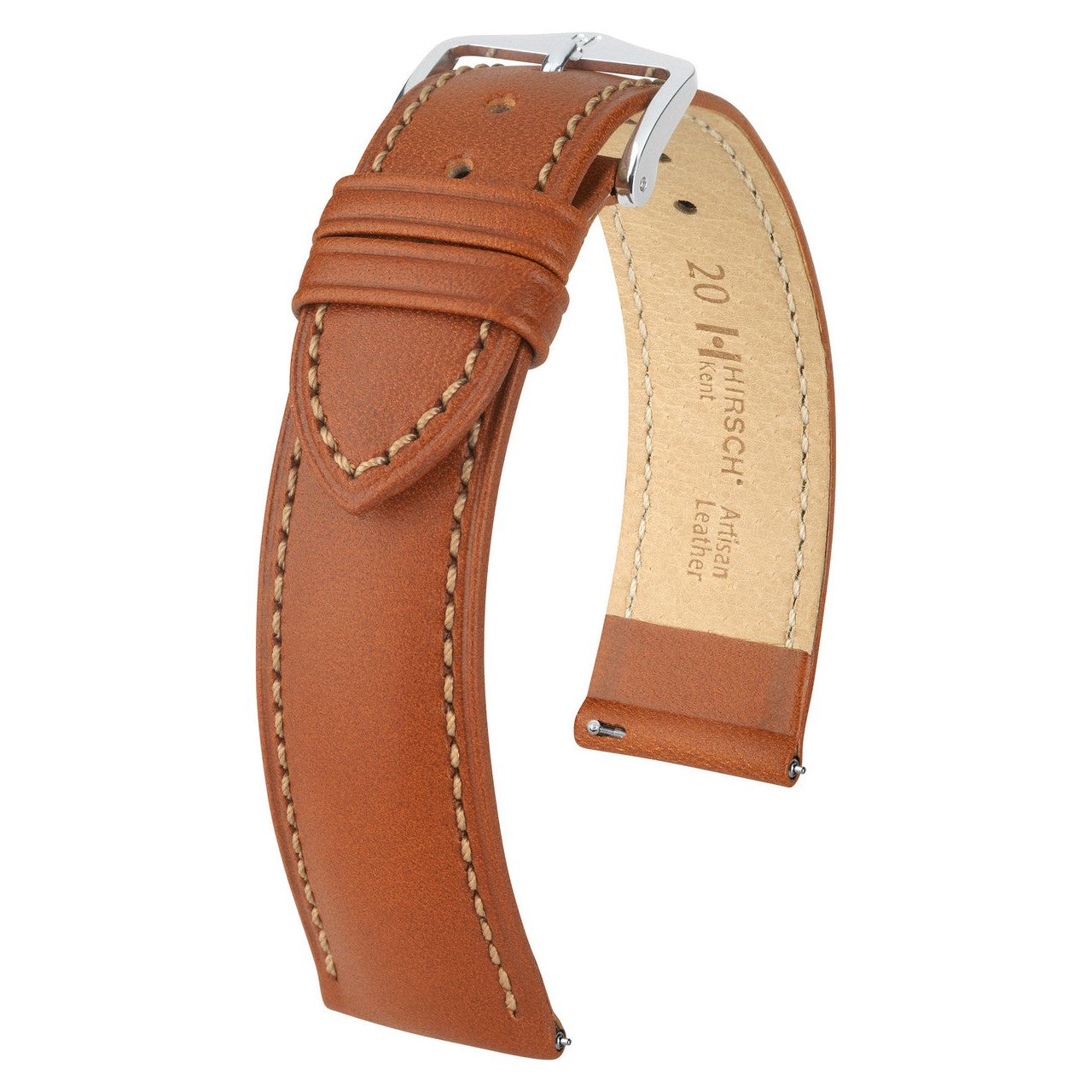 Gold Brown HIRSCH KENT Artisan Leather Watch Strap 010 02