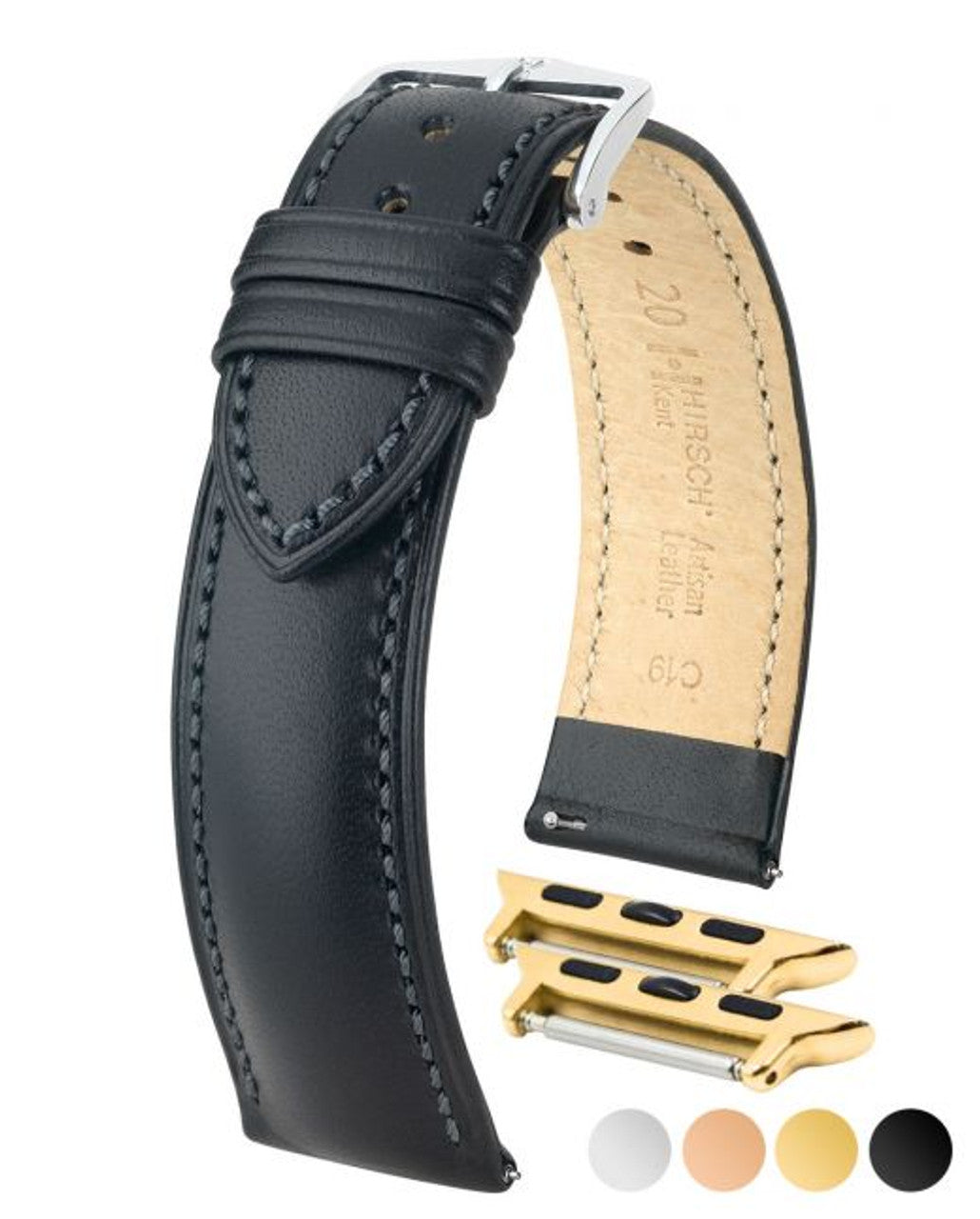 HIRSCH KENT Artisan Leather Watch Strap 010 02 - Black