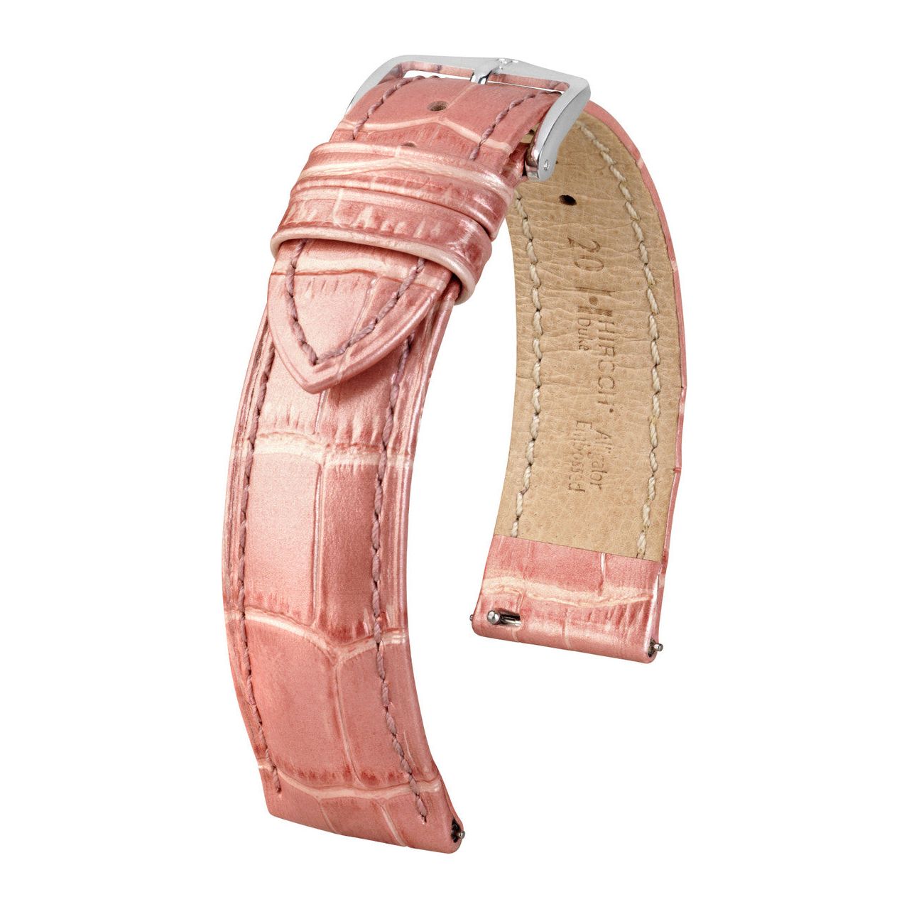 Rose Metalic HIRSCH DUKE Alligator Embossed Calfskin Watch Strap 010 28