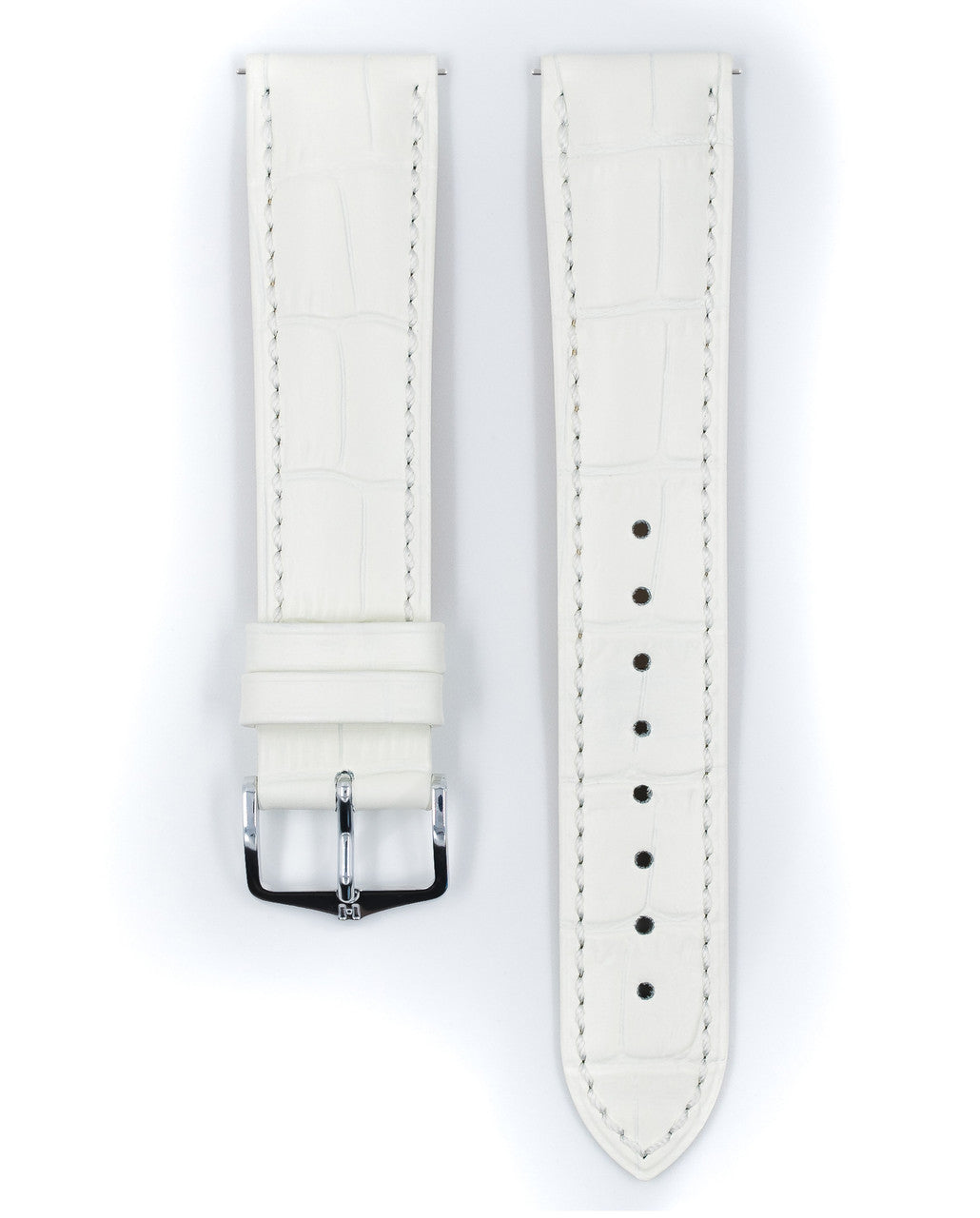 HIRSCH DUKE Alligator Embossed Calfskin Watch Strap 010 28 - White