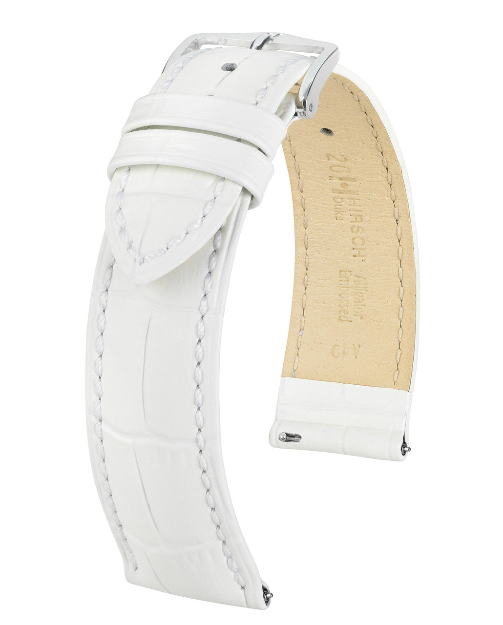 HIRSCH DUKE Alligator Embossed Calfskin Watch Strap 010 28 - White