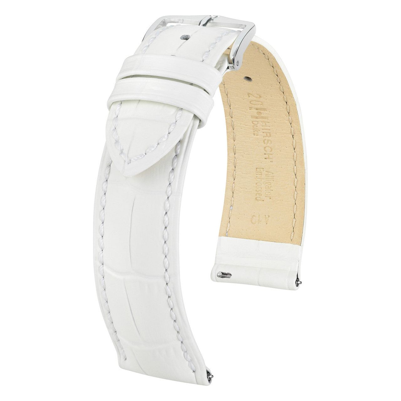 White HIRSCH DUKE Alligator Embossed Calfskin Watch Strap 010 28