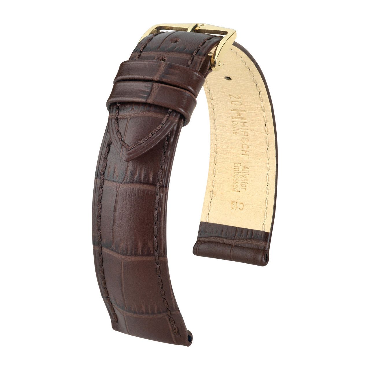 Brown HIRSCH DUKE Alligator Embossed Watch Strap 010 28 NQ