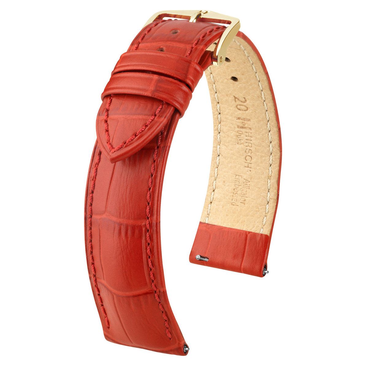 Red HIRSCH DUKE Alligator Embossed Calfskin Watch Strap 010 28