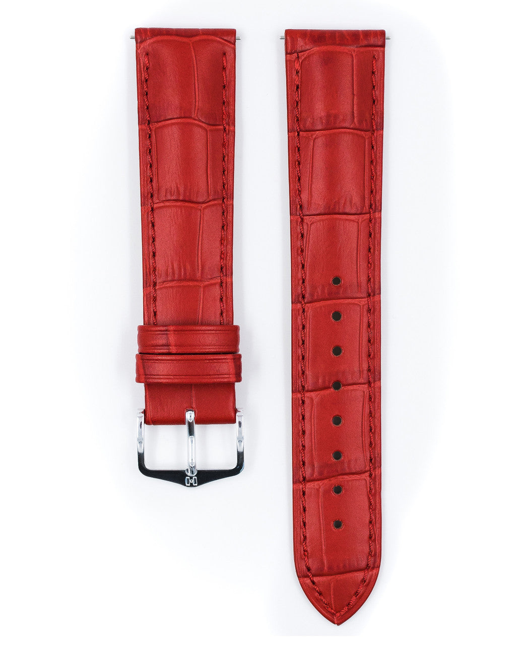 HIRSCH DUKE Alligator Embossed Calfskin Watch Strap 010 28 - Red