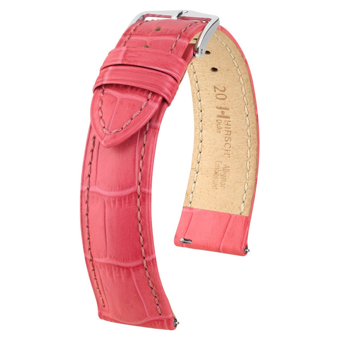 Pink HIRSCH DUKE Alligator Embossed Calfskin Watch Strap 010 28