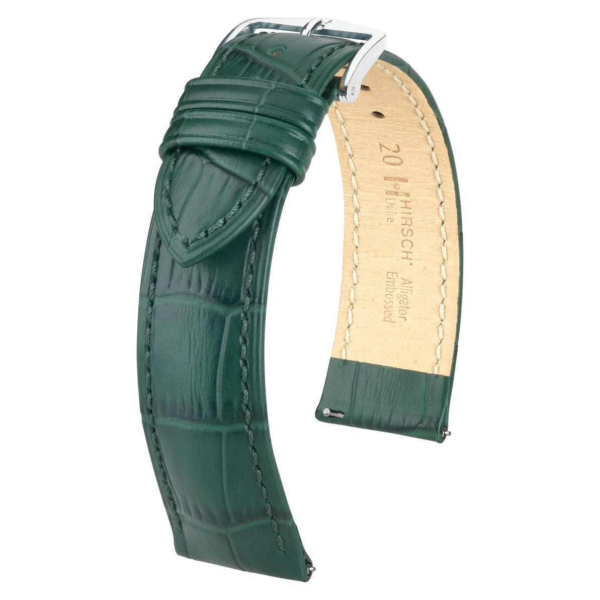 Green HIRSCH DUKE Alligator Embossed Calfskin Watch Strap 010 28