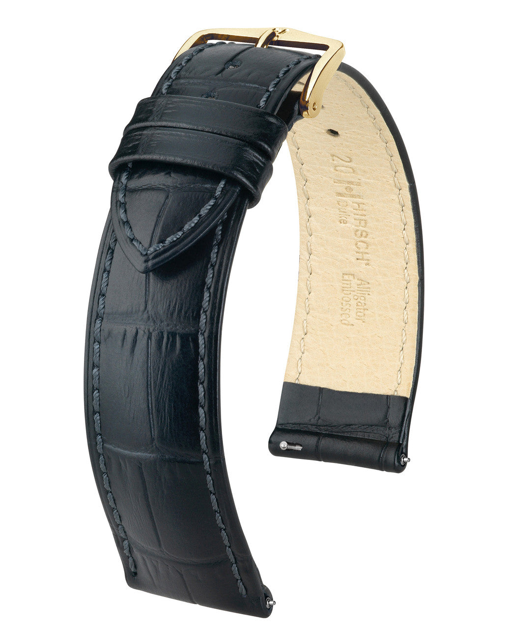 HIRSCH DUKE Alligator Embossed Calfskin Watch Strap 010 28 - Black