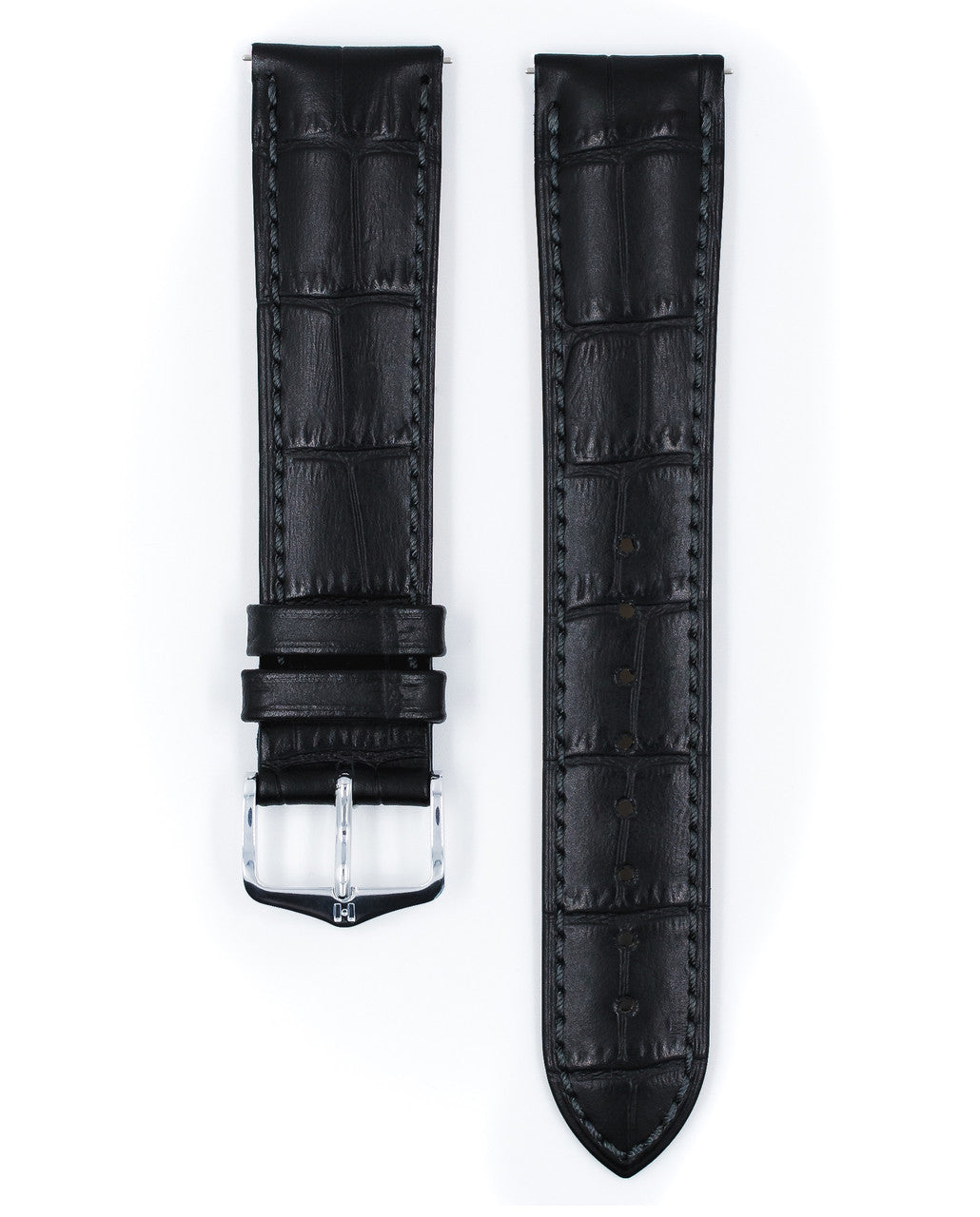 HIRSCH DUKE Alligator Embossed Calfskin Watch Strap 010 28 - Black