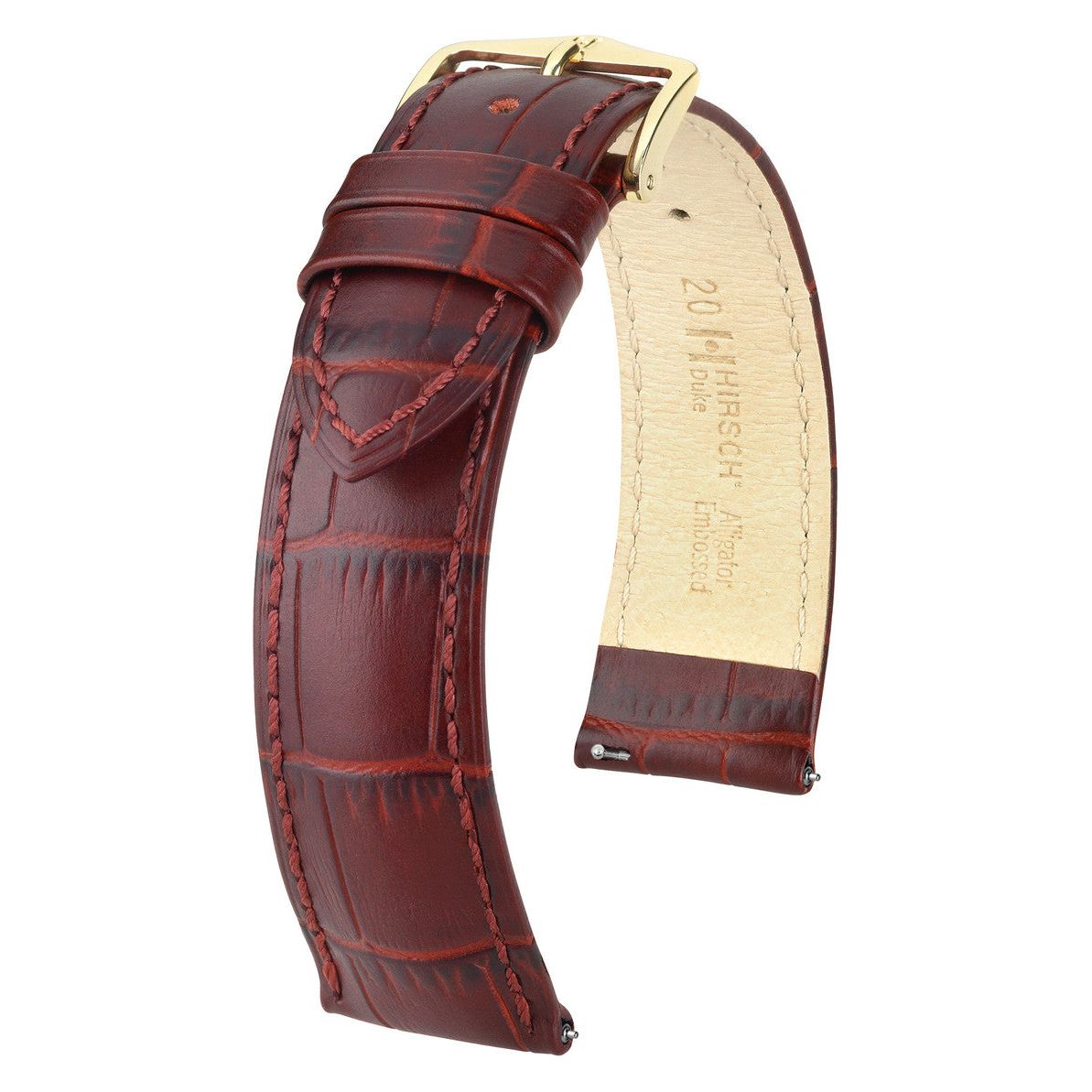 Burgundy HIRSCH DUKE Alligator Embossed Calfskin Watch Strap 010 28