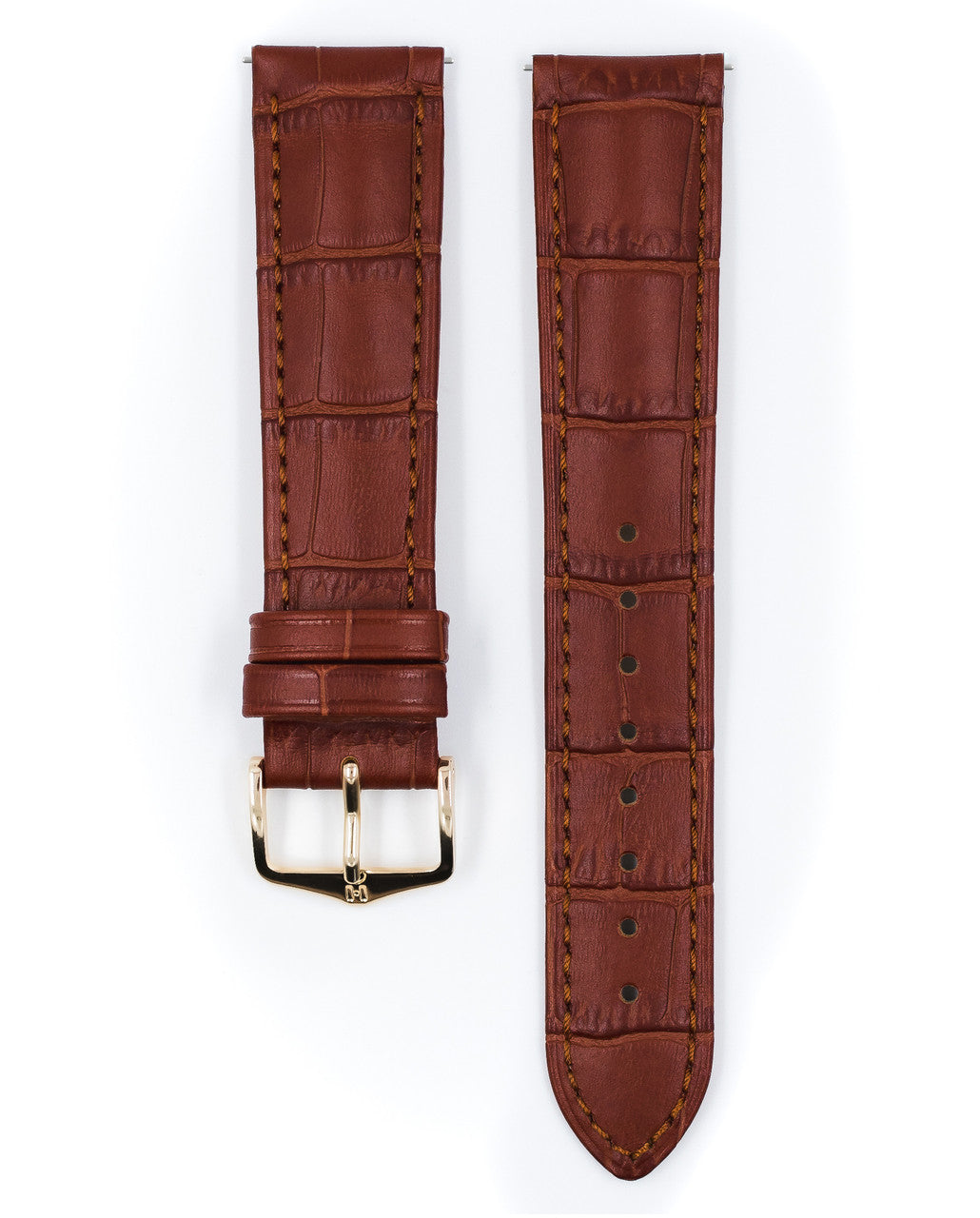 HIRSCH DUKE Alligator Embossed Calfskin Watch Strap 010 28 - Gold Brown