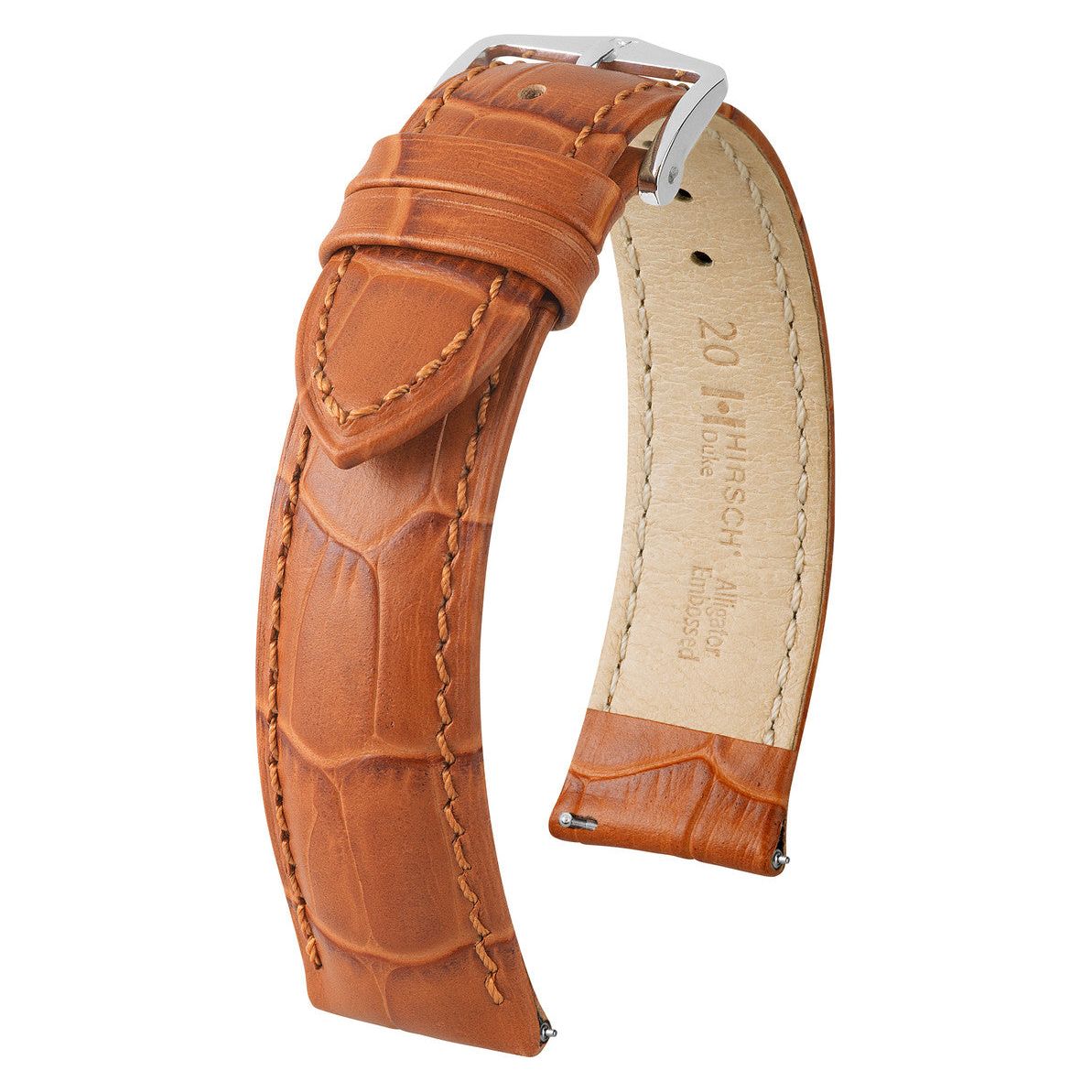 Honey HIRSCH DUKE Alligator Embossed Calfskin Watch Strap 010 28