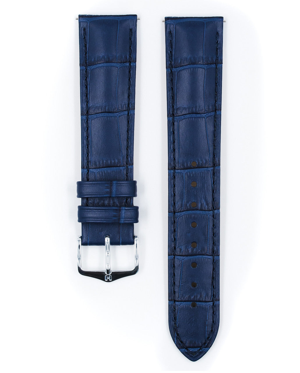 Hirsch DUKE Alligator Embossed Calfskin Watch Strap - Blue - view 2