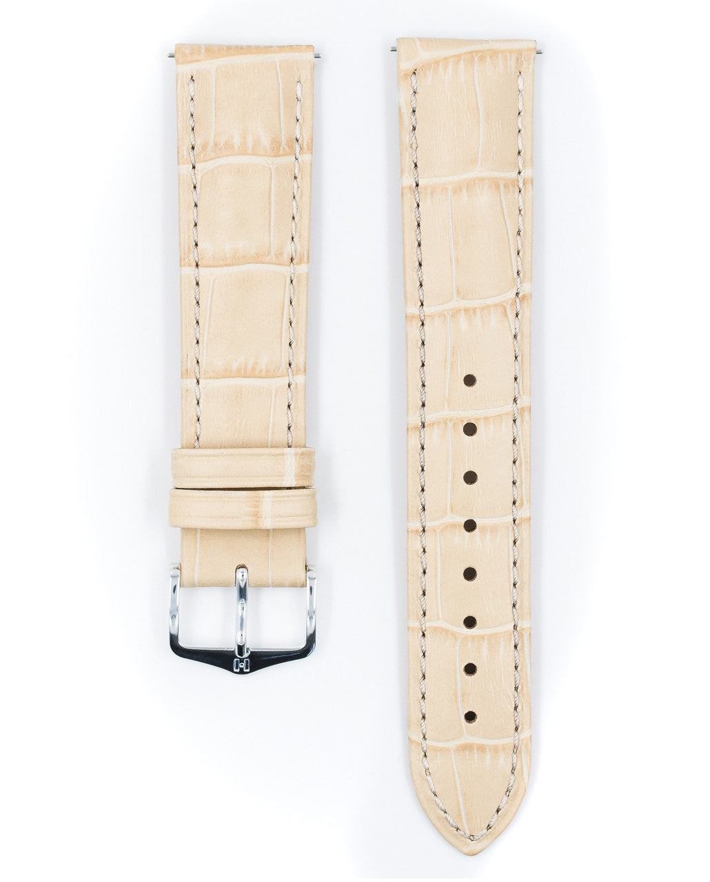 HIRSCH DUKE Alligator Embossed Calfskin Watch Strap 010 28 - Beige