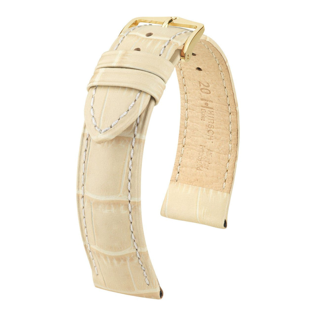 Beige HIRSCH DUKE Alligator Embossed Watch Strap 010 28 NQ