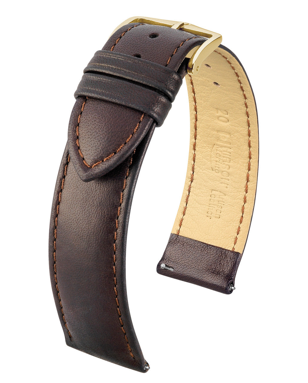 HIRSCH MERINO French Nappa Sheepskin Watch Strap 012 06 - Brown