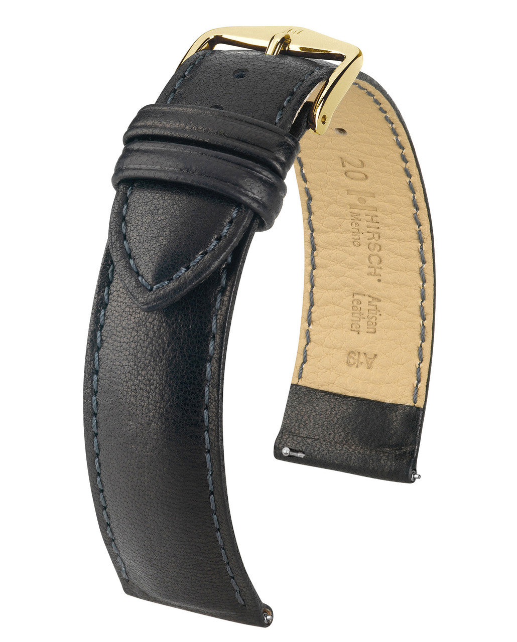 HIRSCH MERINO French Nappa Sheepskin Watch Strap 012 06 - Black