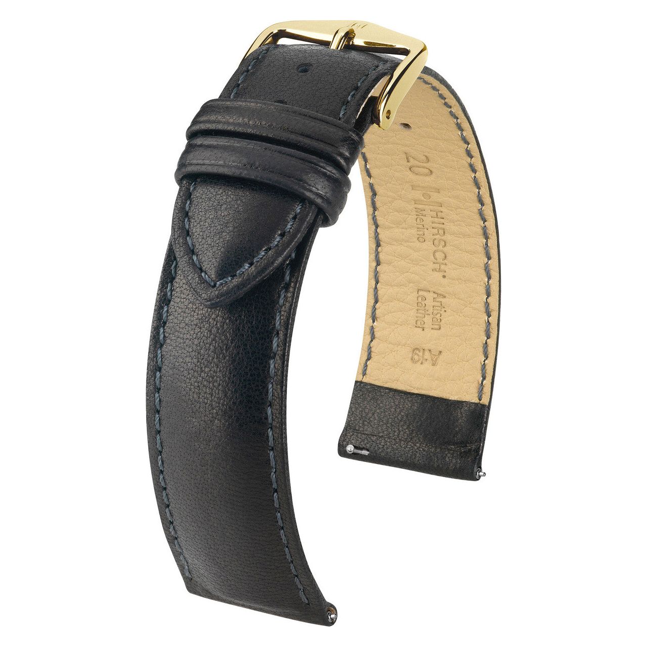 Black HIRSCH MERINO French Nappa Sheepskin Watch Strap 012 06