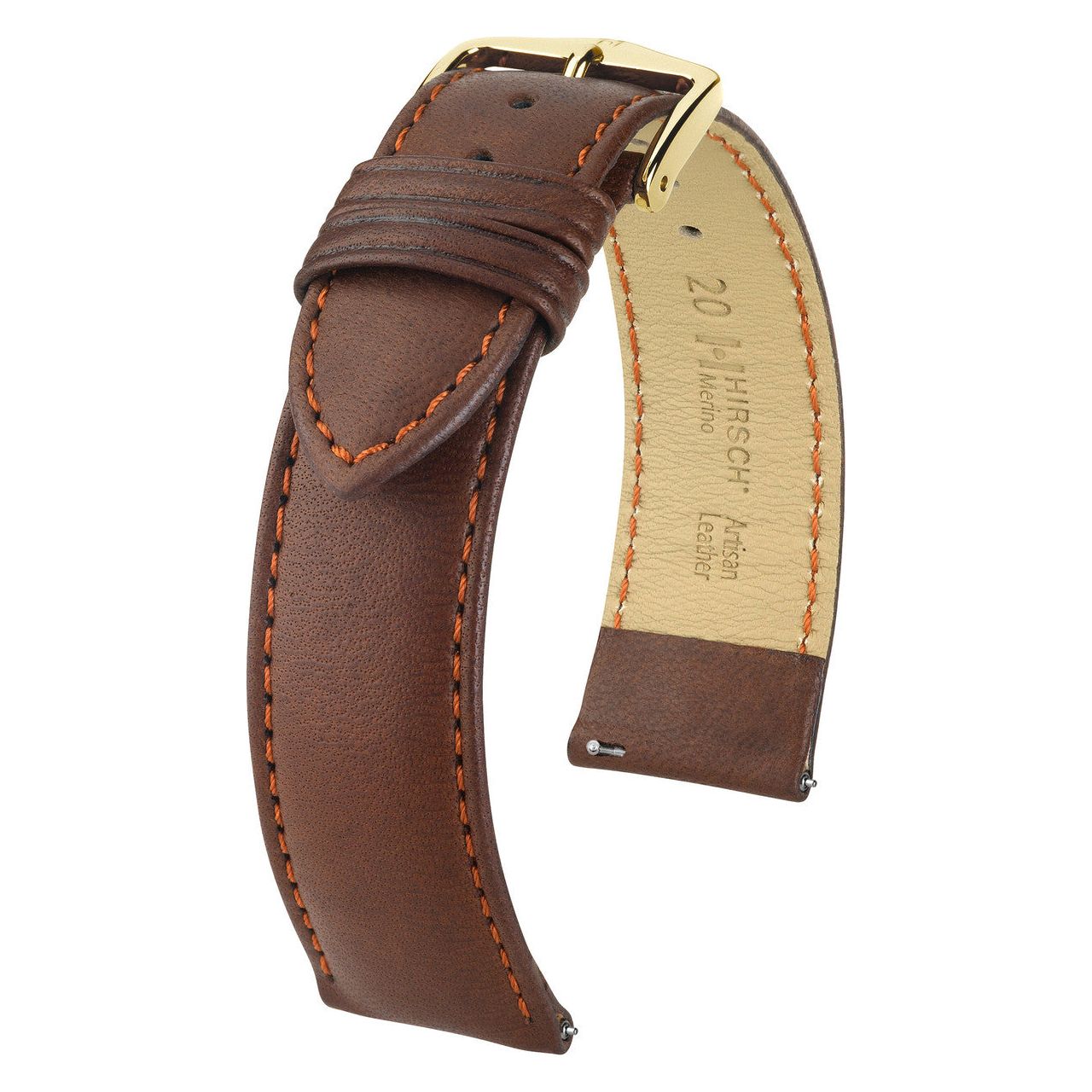 Gold Brown HIRSCH MERINO French Nappa Sheepskin Watch Strap 012 06