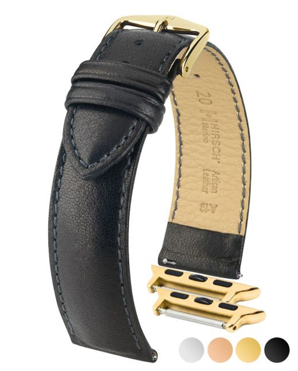 HIRSCH MERINO French Nappa Sheepskin Watch Strap 012 06 - Black