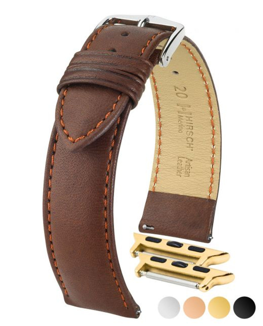 HIRSCH MERINO French Nappa Sheepskin Watch Strap 012 06 - Gold Brown