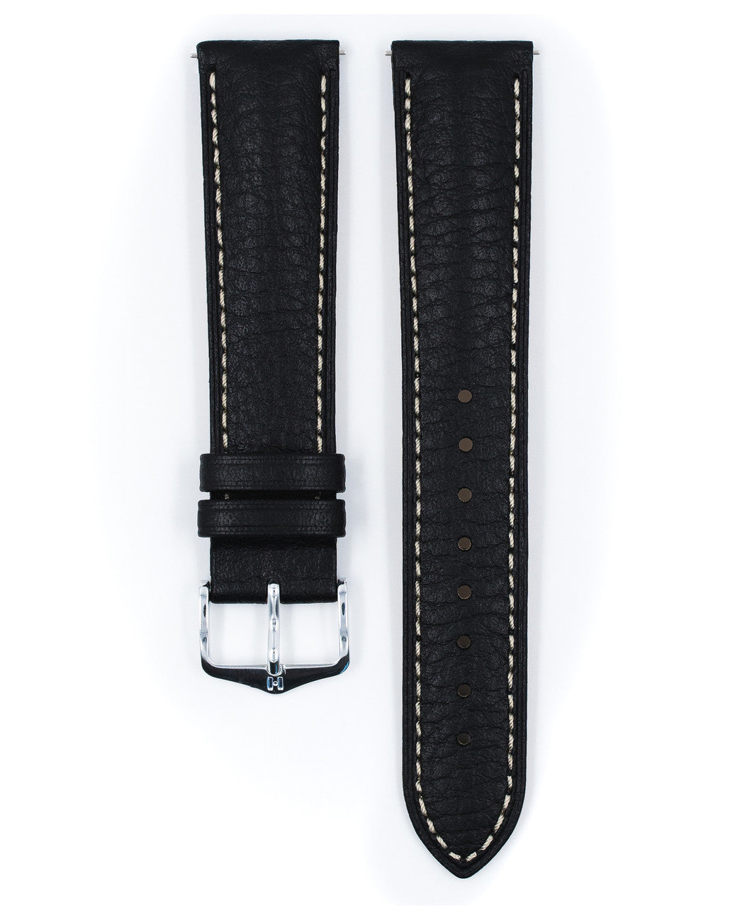 HIRSCH BOSTON Buffalo Calfskin Watch Strap 013 02 - Black