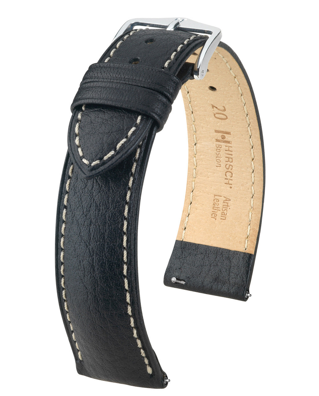 HIRSCH BOSTON Buffalo Calfskin Watch Strap 013 02 - Black