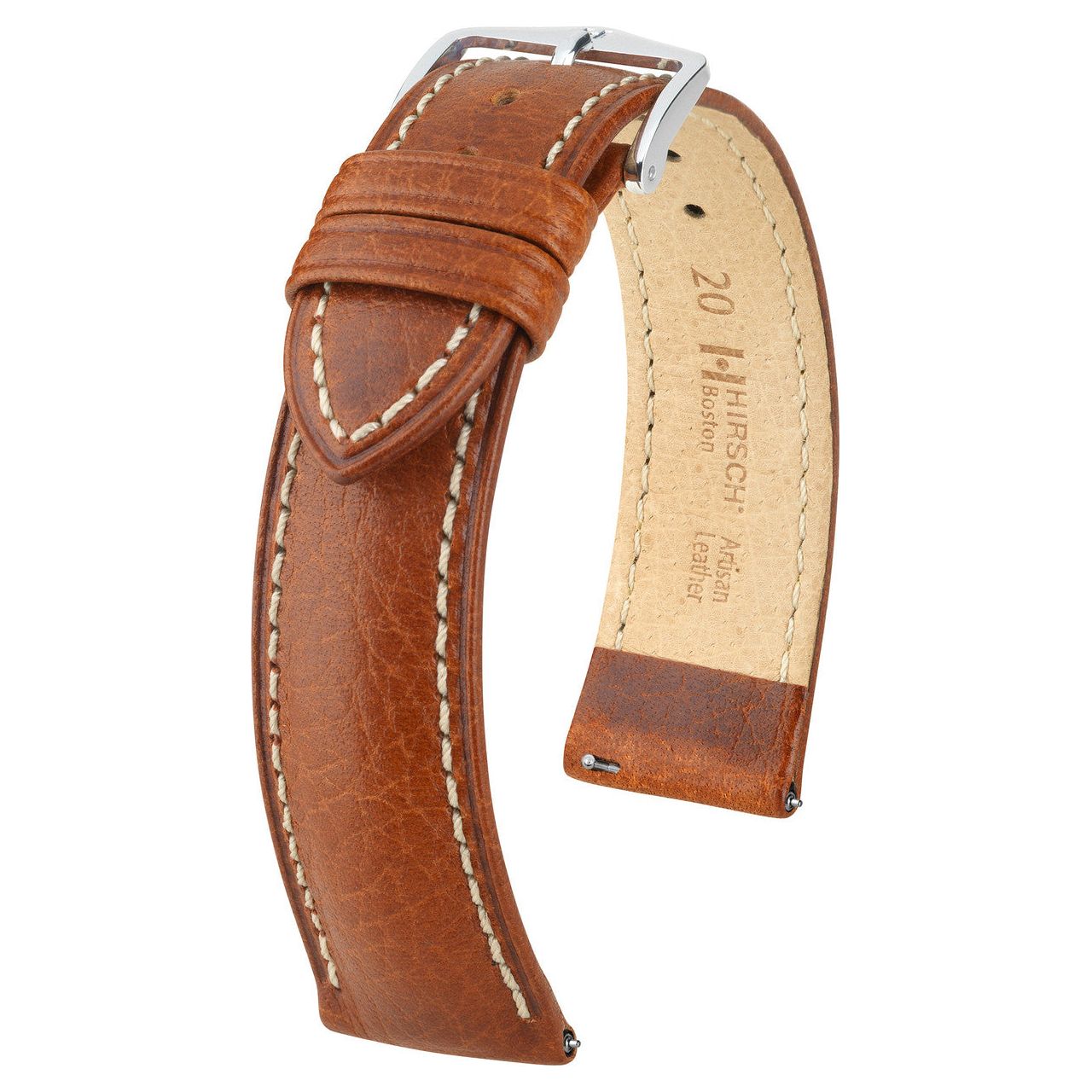 Gold Brown HIRSCH BOSTON Buffalo Calfskin Watch Strap 013 02