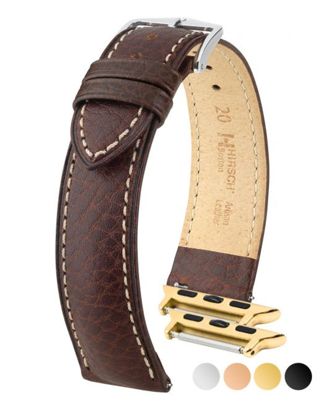 HIRSCH BOSTON Buffalo Calfskin Watch Strap 013 02 - Brown