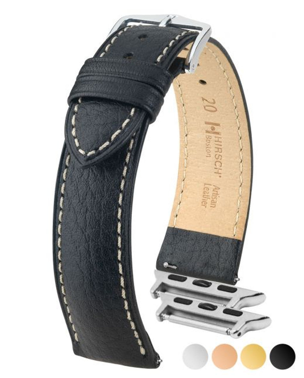 HIRSCH BOSTON Buffalo Calfskin Watch Strap 013 02 - Black