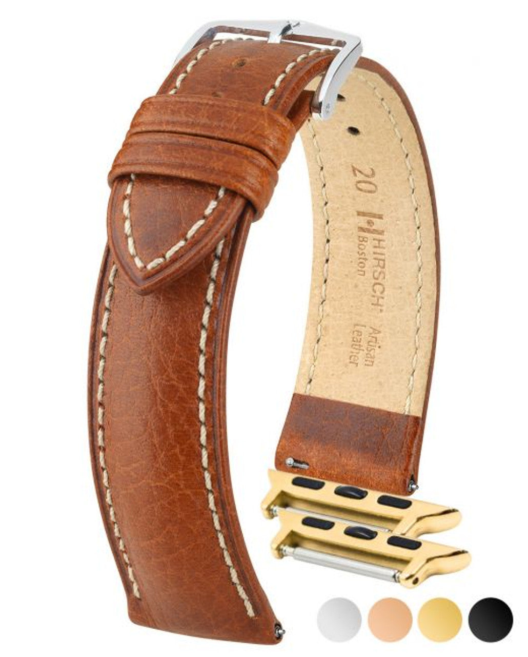 HIRSCH BOSTON Buffalo Calfskin Watch Strap 013 02 - Gold Brown