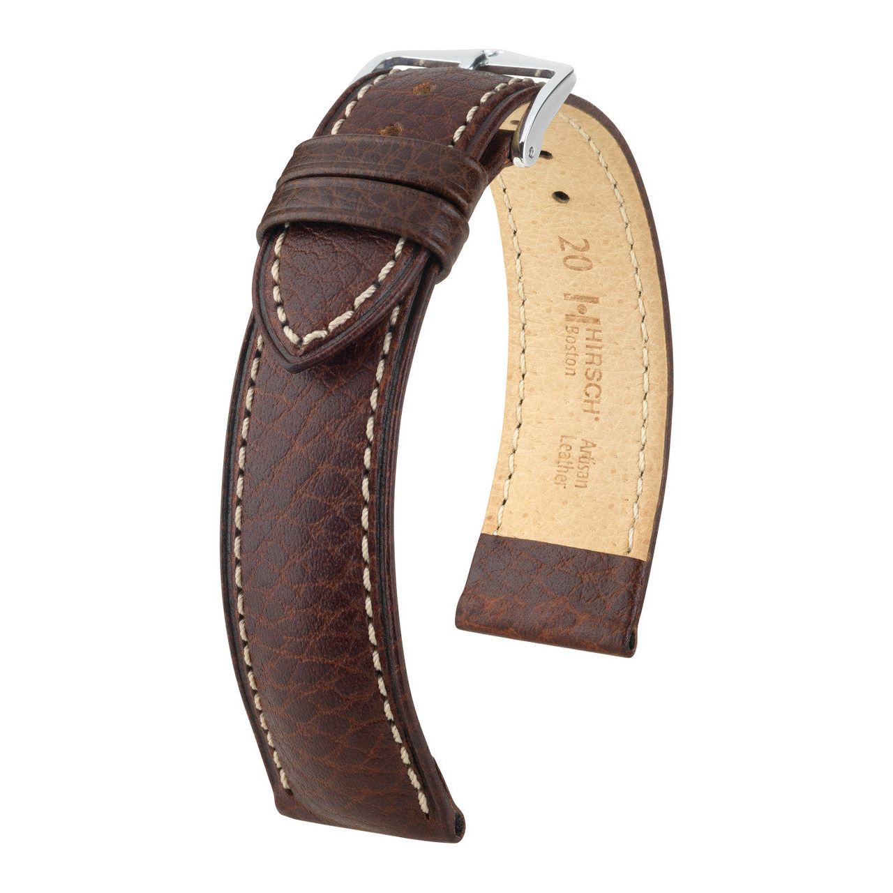 Brown HIRSCH BOSTON Buffalo Calfskin Watch Strap 013 02 NQ