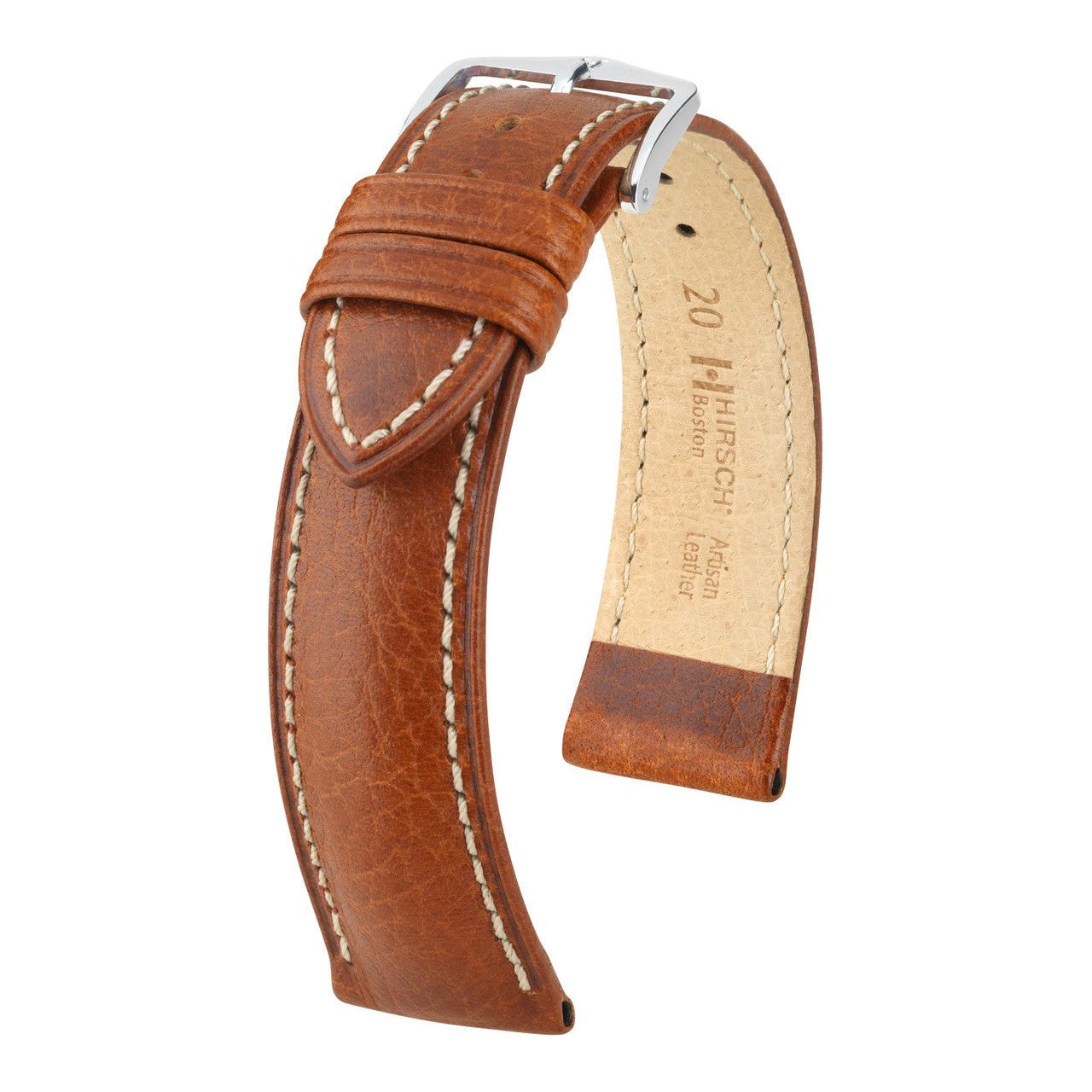 Gold Brown HIRSCH BOSTON Buffalo Calfskin Watch Strap 013 02 NQ