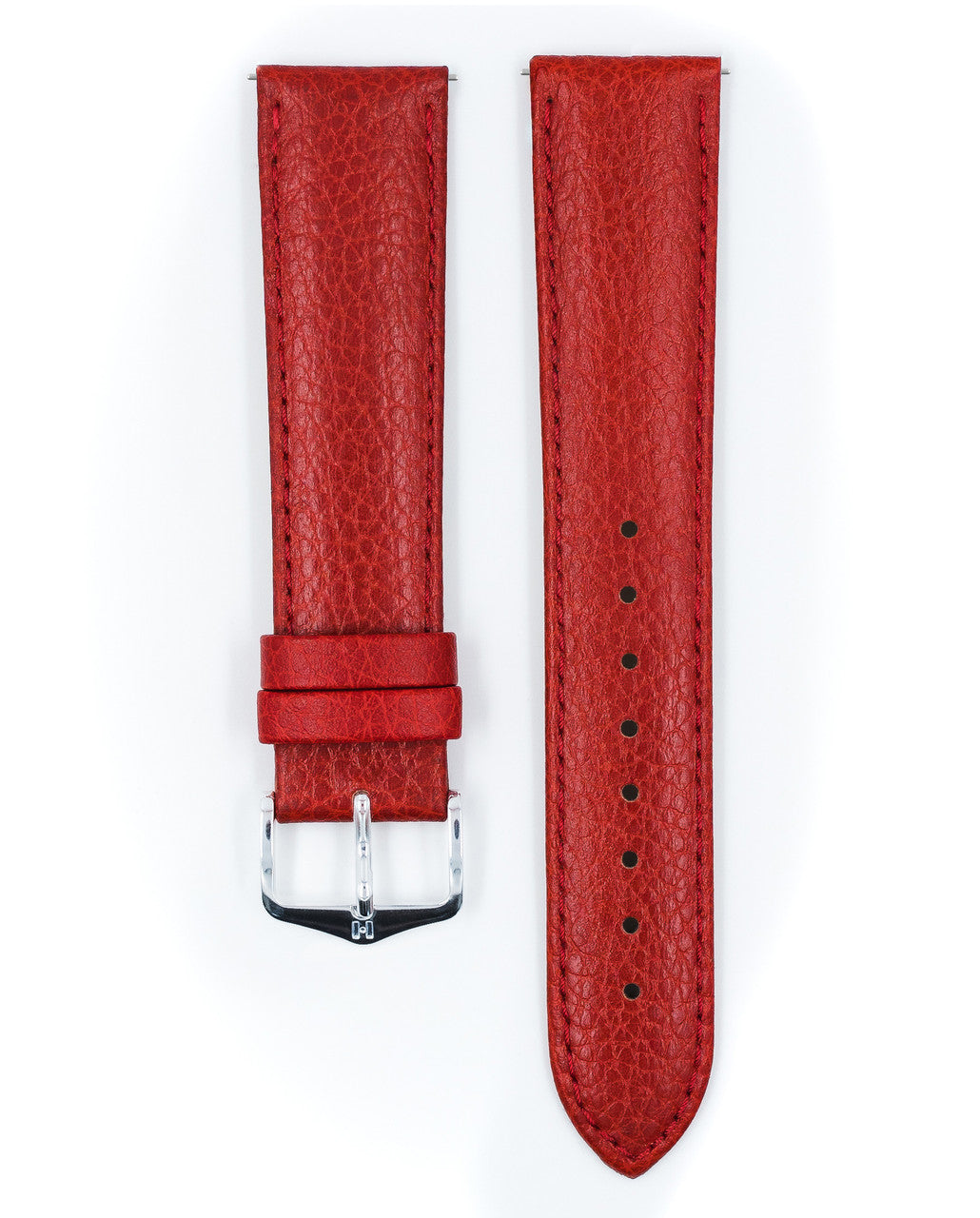 HIRSCH KANSAS Buffalo Grain Calfskin Watch Strap 015 02 - Red