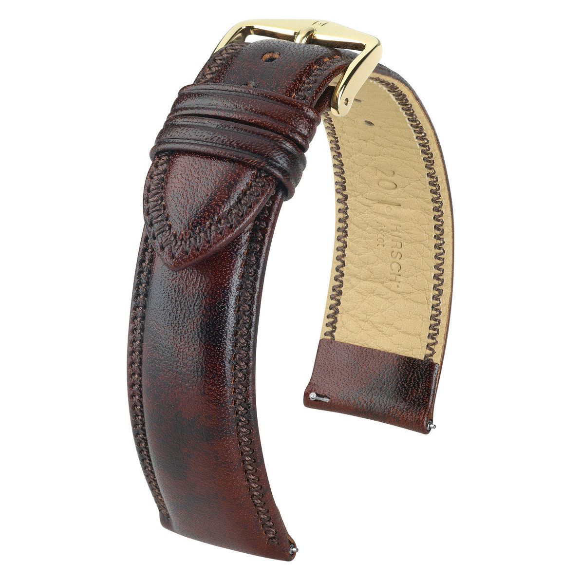 Brown HIRSCH ASCOT English Calfskin Watch Strap 015 75