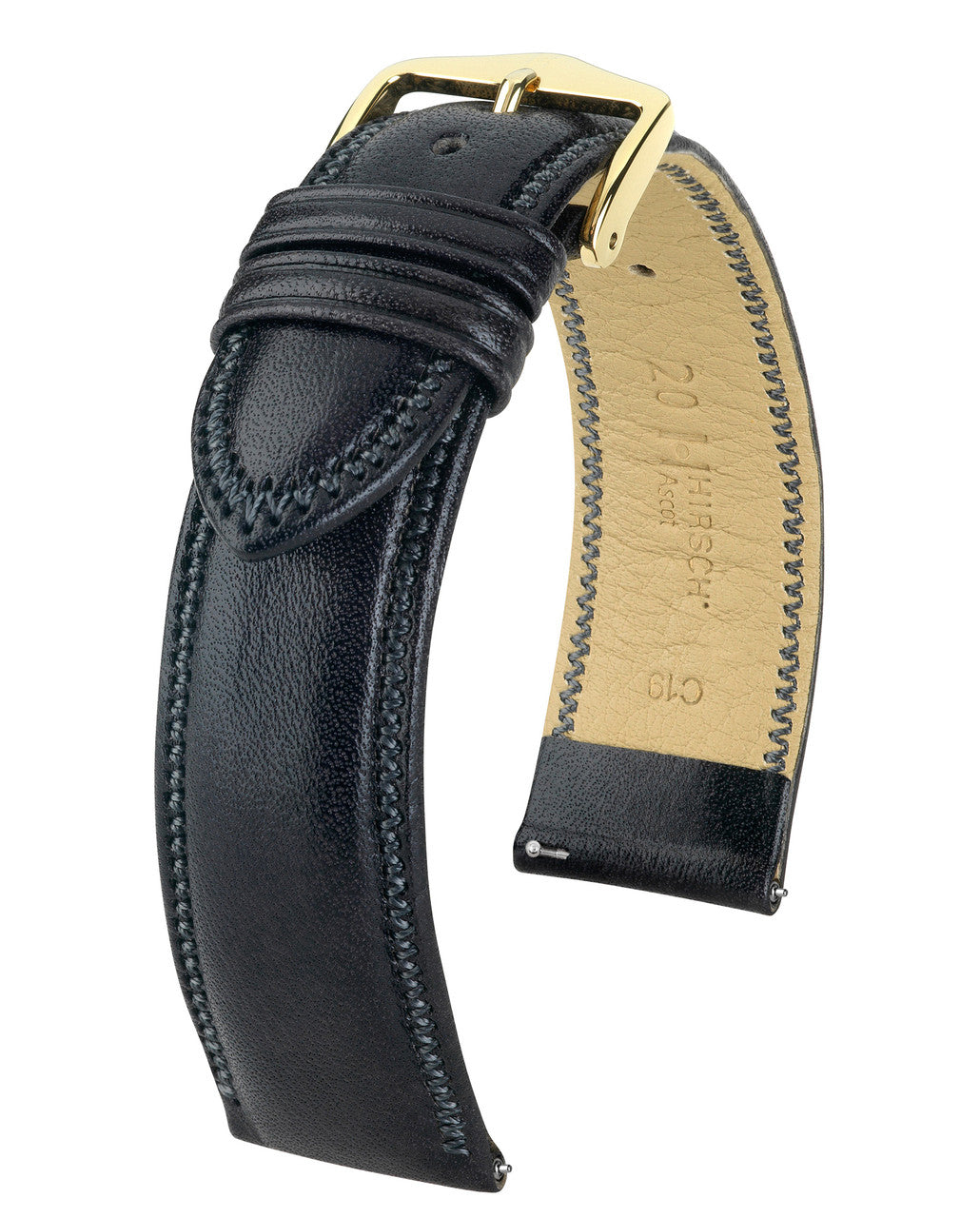 HIRSCH ASCOT English Calfskin Watch Strap 015 75 - Black