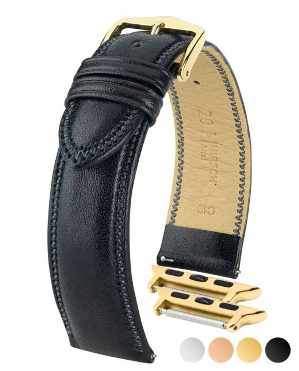 HIRSCH ASCOT English Calfskin Watch Strap 015 75 - Black